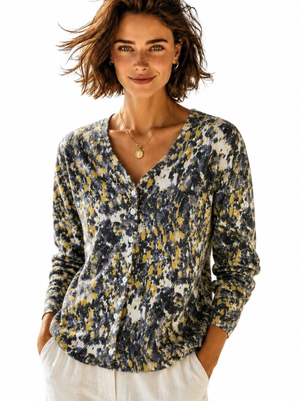 Angora/wool blend cute cardigan, three quarter sleeves